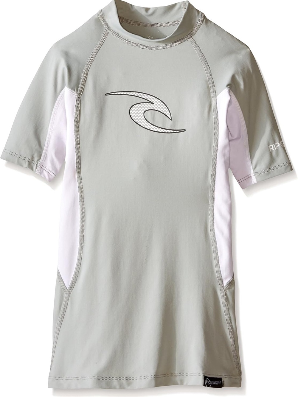 Rip Curl Men’s  Light Grey & White Short Sleeve Rash guard, Large